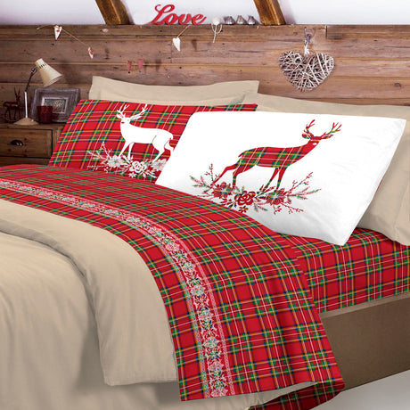 Completo Lenzuola TARTAN CERVO singolo By Pensieri Delicati