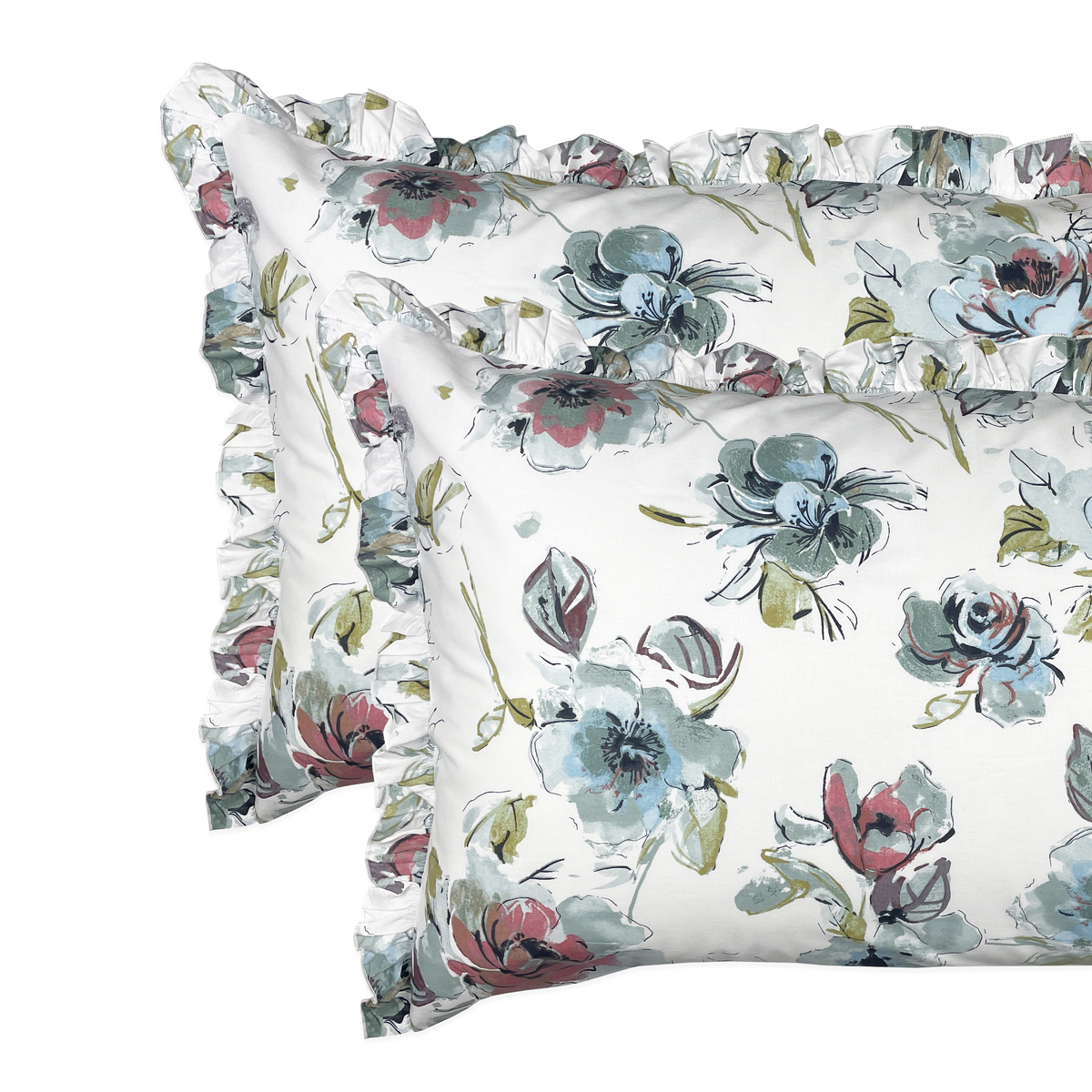 Coppia Federe AMATA BLU in percalle By Riviera