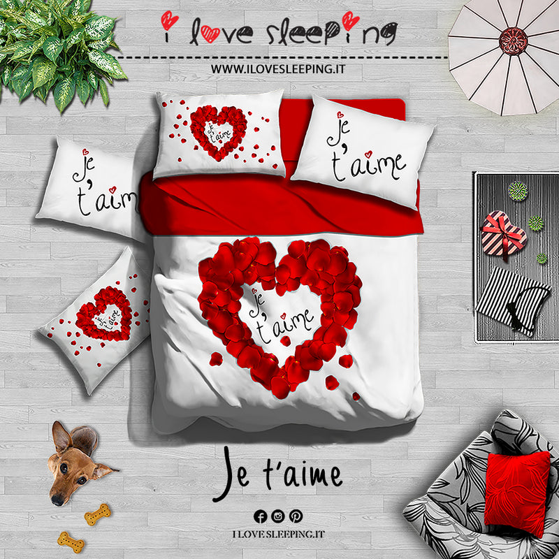 Completo Lenzuola copriletto  JE T'AIME By I Love Sleeping