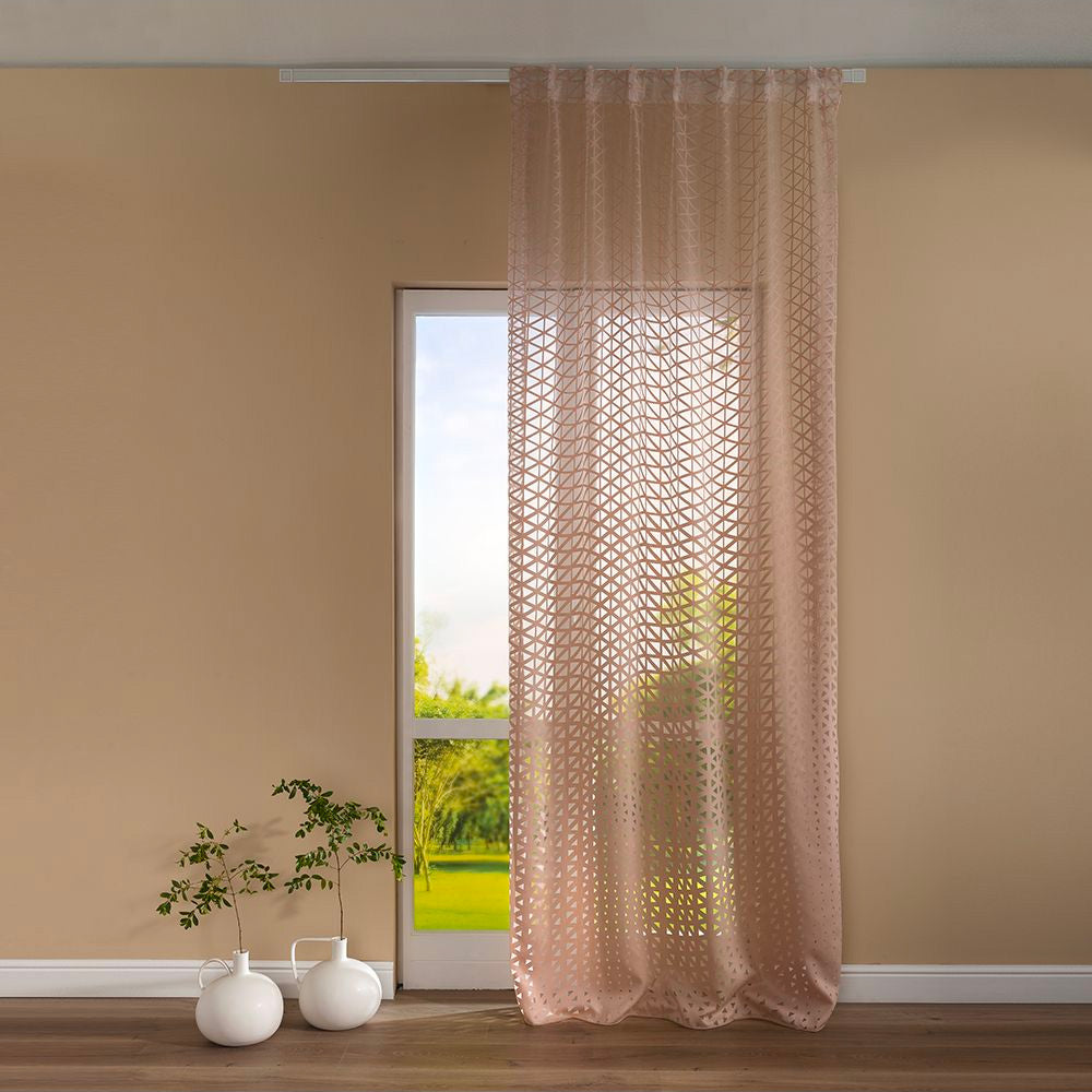 Joyswahl Tenda A Pannello Elisabeth In Voile Trasparente 60x90 Cm - Con Passanti - Motivo Floreale Grigio E Bianco